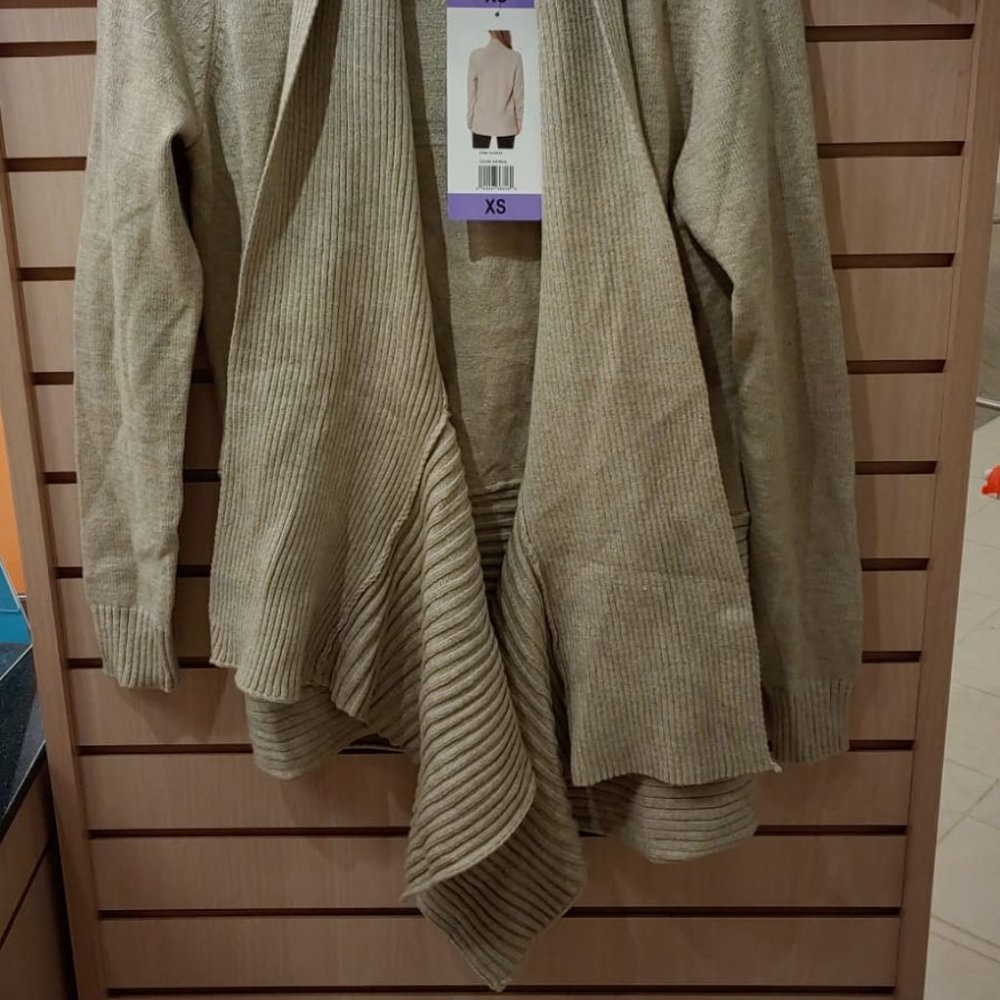 FEVER Women's Waterfall Cozy Relaxed Cardigan --Oatmeal - Picture 5 of 6